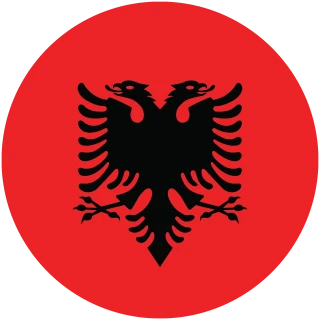 Flag of the Republic of Albania (Circle, Rounded Flag)