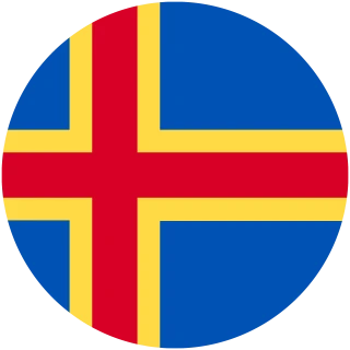 Flag of the  Åland Islands (Aland) (Circle, Rounded Flag)