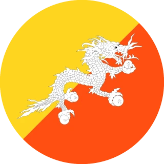 Flag of the Kingdom of Bhutan (Circle, Rounded Flag)