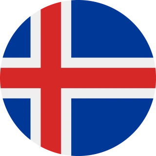 Flag of the Iceland (Circle, Rounded Flag)