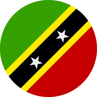 Flag of the Saint Kitts and Nevis (Circle, Rounded Flag)