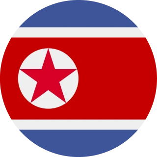 Flag of the Democratic People's Republic of Korea (Circle, Rounded Flag)