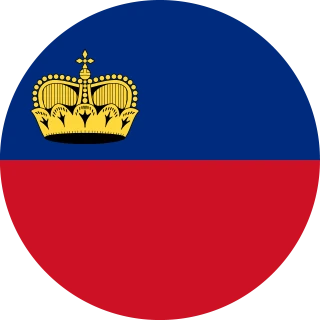 Flag of the Principality of Liechtenstein (Circle, Rounded Flag)
