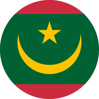 Flag of the Islamic Republic of Mauritania (Circle, Rounded Flag)