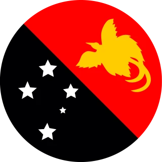 Flag of the Independent State of Papua New Guinea (Circle, Rounded Flag)