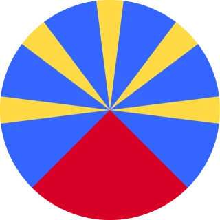 Flag of the La Reunion (Circle, Rounded Flag)