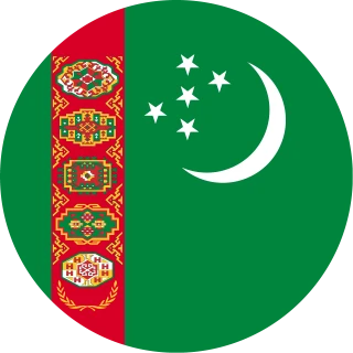 Flag of the Turkmenistan (Circle, Rounded Flag)