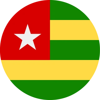 Flag of the Togolese Republic (Circle, Rounded Flag)