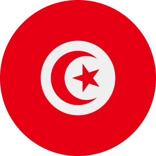 Flag of the Republic of Tunisia (Circle, Rounded Flag)